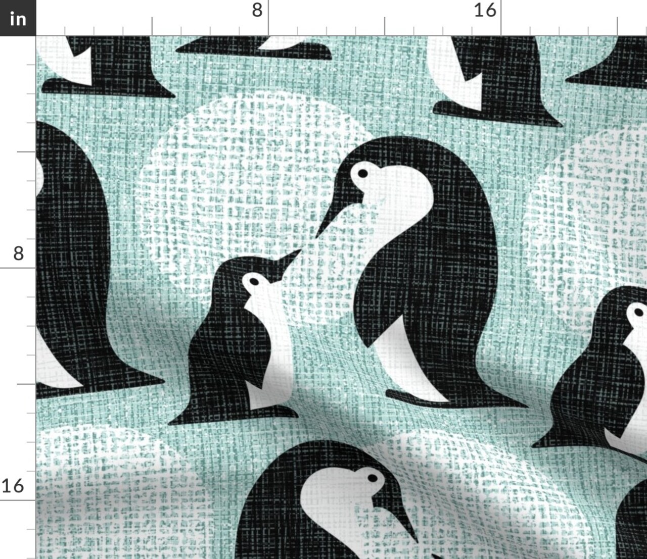 Arctic Animals Retro Zoo Penguin Faux Texture Baby Black And White Pale Blue Custom Printed Fabric by Spoonflower Various Fabrics by the Yard or Fat Quarter 18102045